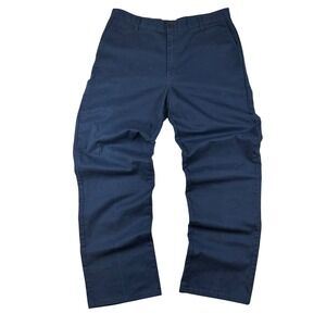 Dickies Men Navy Blue Multi Pocket Work Pants Flat Front Chino Size 36x33